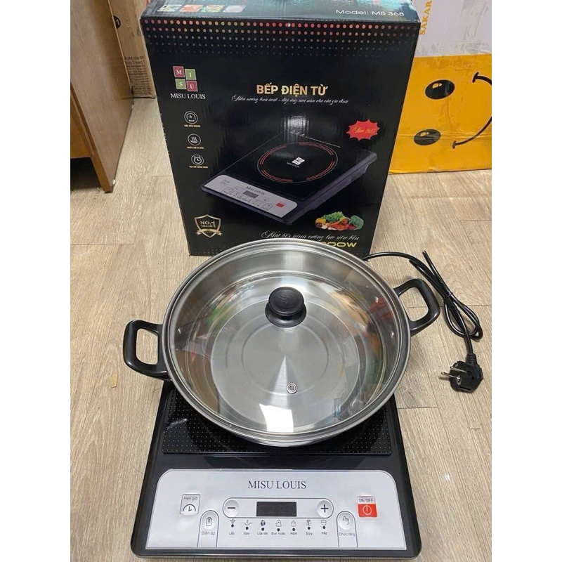 Bếp điện từ Misu Louis công suất 2000w, tặng kèm nồi Inox đáy từ