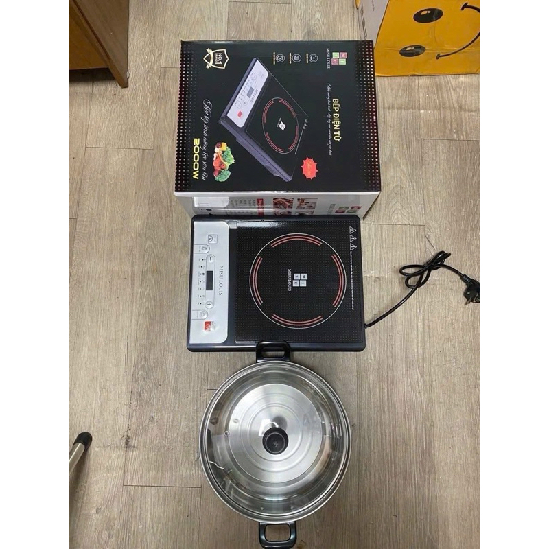 Bếp điện từ Misu Louis công suất 2000w, tặng kèm nồi Inox đáy từ