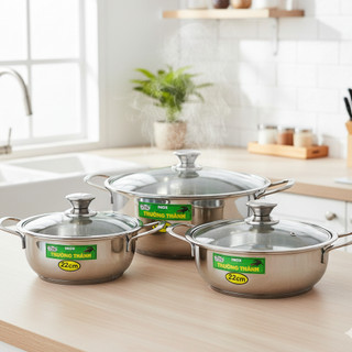 [sỉ] Nồi lẩu inox 304 Nắp kính đáy từ, size 22cm, 24cm,26cm,28cm  phù hợp ăn lẩu, xào thực phẩm