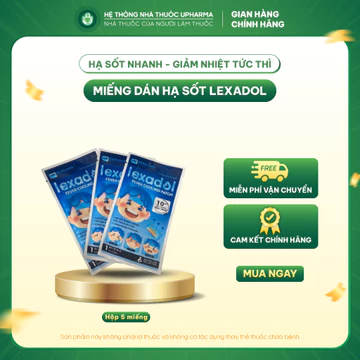 Miếng Dán Hạ Sốt Lexadol Hạ Nhiệt Nhanh Giữ Mát Trong 10h Hộp 5 Miếng