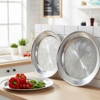 [Kho sỉ] Mâm tròn inox, mâm inox tròn sâu 304 đủ loại 48cm, 52cm - Hùng home