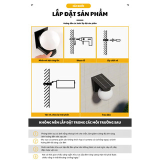 Đèn Gắn Tường Năng Lượng Mặt Trời, Đèn Sân Vườn 3 Màu Led Chống Nước, Tiết Kiệm Điện BH 1 Năm