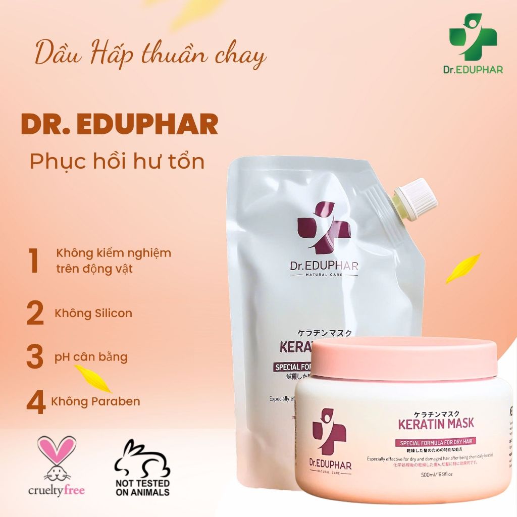 Kem Ủ Tóc Dr.EDUPHAR Keratin Mask Specil Formula For Dry Hair 50ml (hũ) hỗ trợ phục hồi tóc