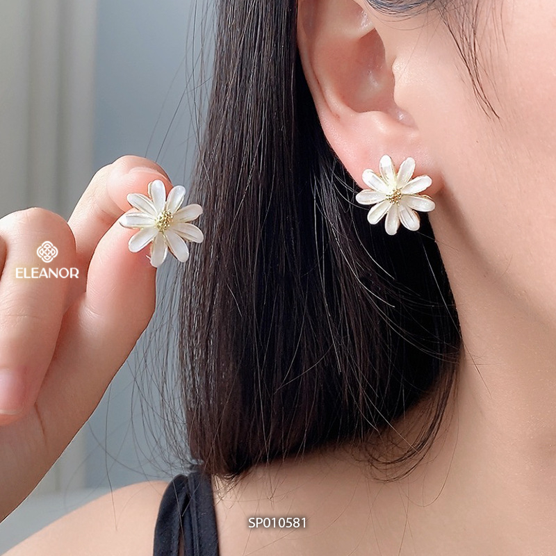 Bông tai nữ chuôi bạc 925 Eleanor Accessories hình hoa đính đá phụ kiện trang sức khuyên tai 10581