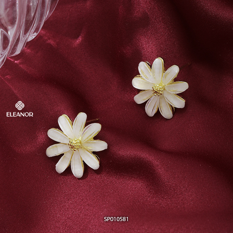Bông tai nữ chuôi bạc 925 Eleanor Accessories hình hoa đính đá phụ kiện trang sức khuyên tai 10581