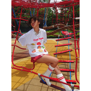 Áo Thun Boxy In Hình Cơm Tấm LAWI/ Áo Thun Local Brand Unisex Nam Nữ Oversize