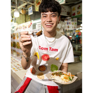 Áo Thun Boxy In Hình Cơm Tấm LAWI/ Áo Thun Local Brand Unisex Nam Nữ Oversize