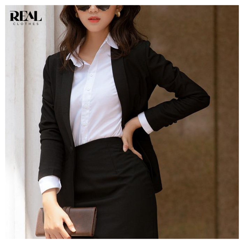 Blazer công sở dáng dài tay dài cơ bản REAL CLOTHES (tổng hợp màu), ít nhăn, dễ phối đồ