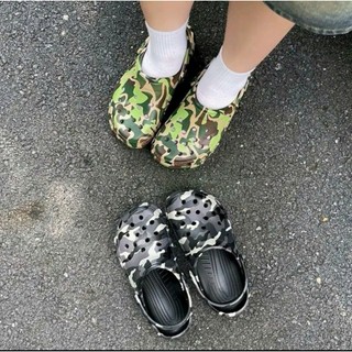 (HOT TREND) (Đặt tăng 1 size) Dép sục Cr x Bape Camo quai hậu nam nữ nguyên khối, không thấm nước - Hỗ trợ đổi size