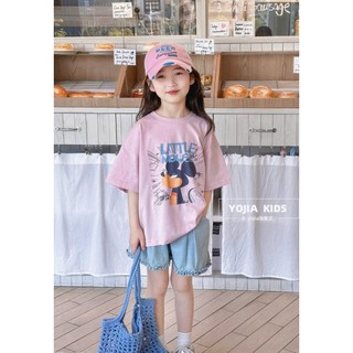 [B&G] Sét bộ đùi năng động áo thun cotton Hồng phối quần đùi jean mềm cho bé gái từ 10-45kg