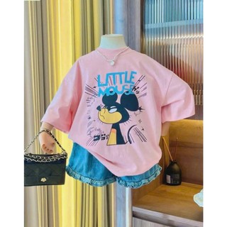 [B&G] Sét bộ đùi năng động áo thun cotton Hồng phối quần đùi jean mềm cho bé gái từ 10-45kg
