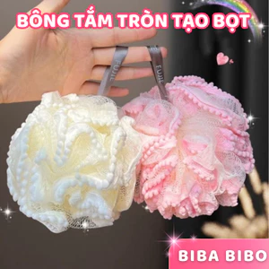 Bông tắm tròn tạo bọt Bông tắm Lưới tắm mềm tẩy tế bào chết massage an toàn dịu nhẹ cho da BIBA BIBO