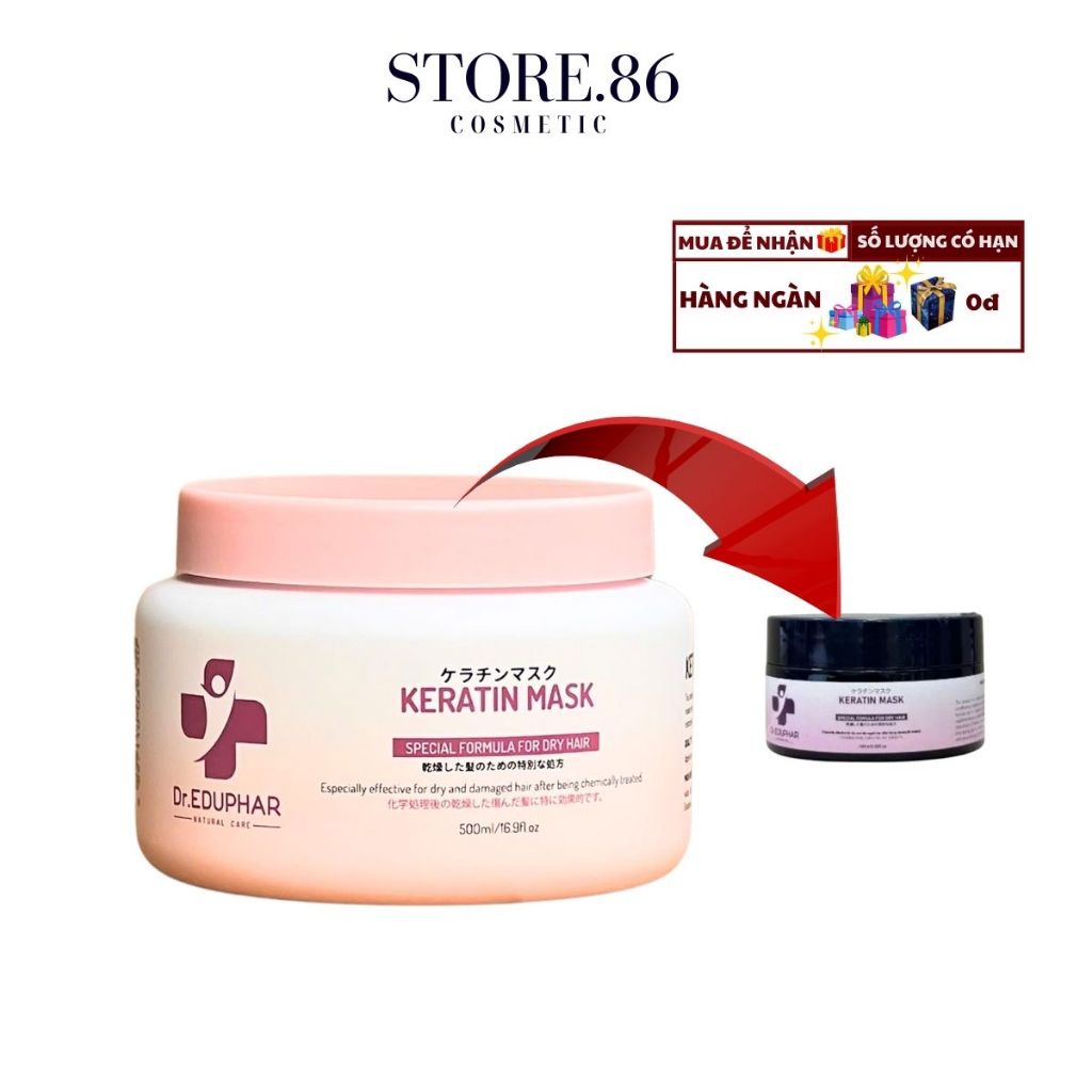 Kem Ủ Tóc Dr.EDUPHAR Keratin Mask Specil Formula For Dry Hair 50ml (hũ) hỗ trợ phục hồi tóc