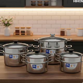 Bộ Nồi xửng hấp cá,nấu xôi Inox Đông Á đáy từ, hấp gà - Dùng được bếp từ