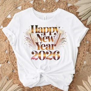 Áo thun unisex Tết Happy New Year 2026 chúc mừng năm mới áo phông cổ tròn chất Cotton mềm mịn co dãn 4 chiều TA0110