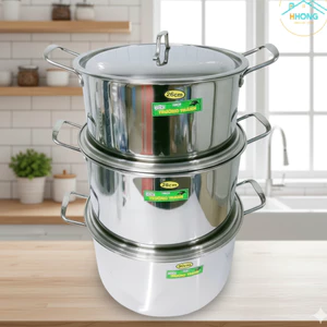 NỒI HẦM, LUỘC GÀ INOX CAO CẤP TRƯỜNG THÀNH NẤU ĐƯỢC BẾP TỪ NHIỀU SIZE 26CM, 28CM, 30CM - HUNGHOME