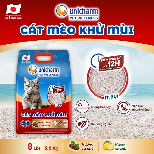 Cát mèo khử mùi Silver Spoon Unicharm Pet Wellness, hương cà phê/hương chanh 8 Lbs (3.6 kg)