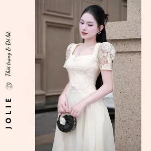 Đầm Dạ Hội Thiết Kế Dáng Xòe Công Chúa Tay Phồng Cổ Vuông