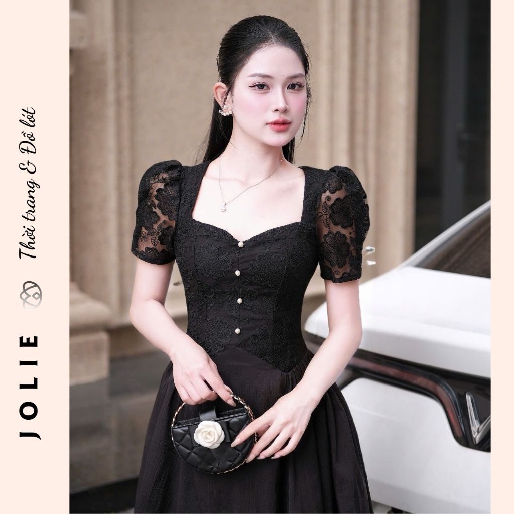 Đầm Dạ Hội Thiết Kế Dáng Xòe Công Chúa Tay Phồng Cổ Vuông