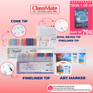Bút Brush Viết Calligraphy Classmate Bút Lông Màu 2 Đầu 24 Màu Trang Trí Sổ Vở, Bút Sơn Acrylic Marker Tô Màu