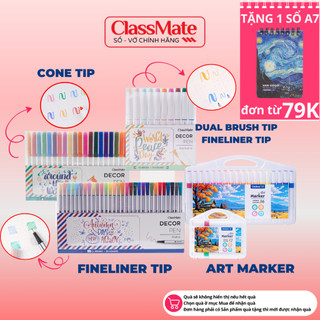 Bút Brush Viết Calligraphy Classmate Bút Lông Màu 2 Đầu 24 Màu Trang Trí Sổ Vở, Bút Sơn Acrylic Marker Tô Màu