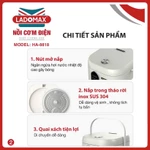 Nồi Cơm Điện tử 1,8LThông Minh Ladomax HA-8818 Inox điều khiển cơ - cảm ứng Công Suất 860W, Lồng Niêu Inox SUS 304 — ảnh 5
