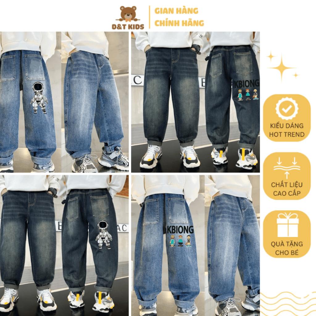 Quần jean dài cho bé trai từ 18-52kg, 4-15 tuổi mặc đi học đi chơi, chất Jean cao cấp ấm áp mùa đông new 2025 | D&T KIDS