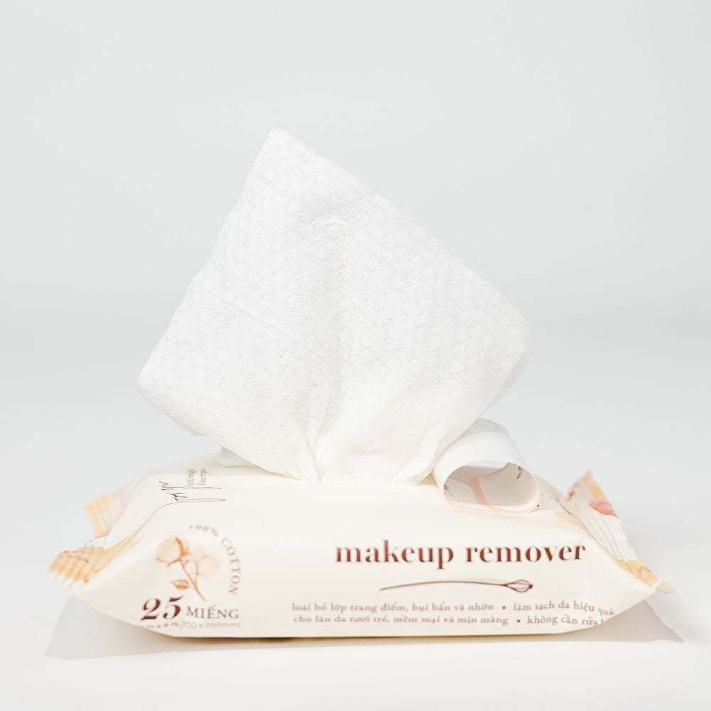 Khăn giấy ướt tẩy trang nhanh Makeup Remover Ecowipes gói 25 tờ Hương Dưa Leo Sạch Da Dưỡng Ẩm
