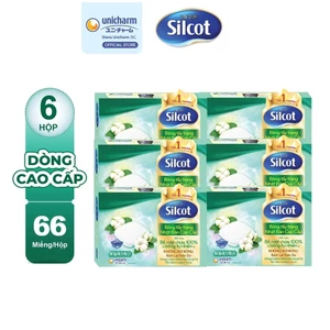 Bộ 6 hộp Bông trang điểm (bông tẩy trang) cao cấp Silcot Premium 66 miếng/hộp