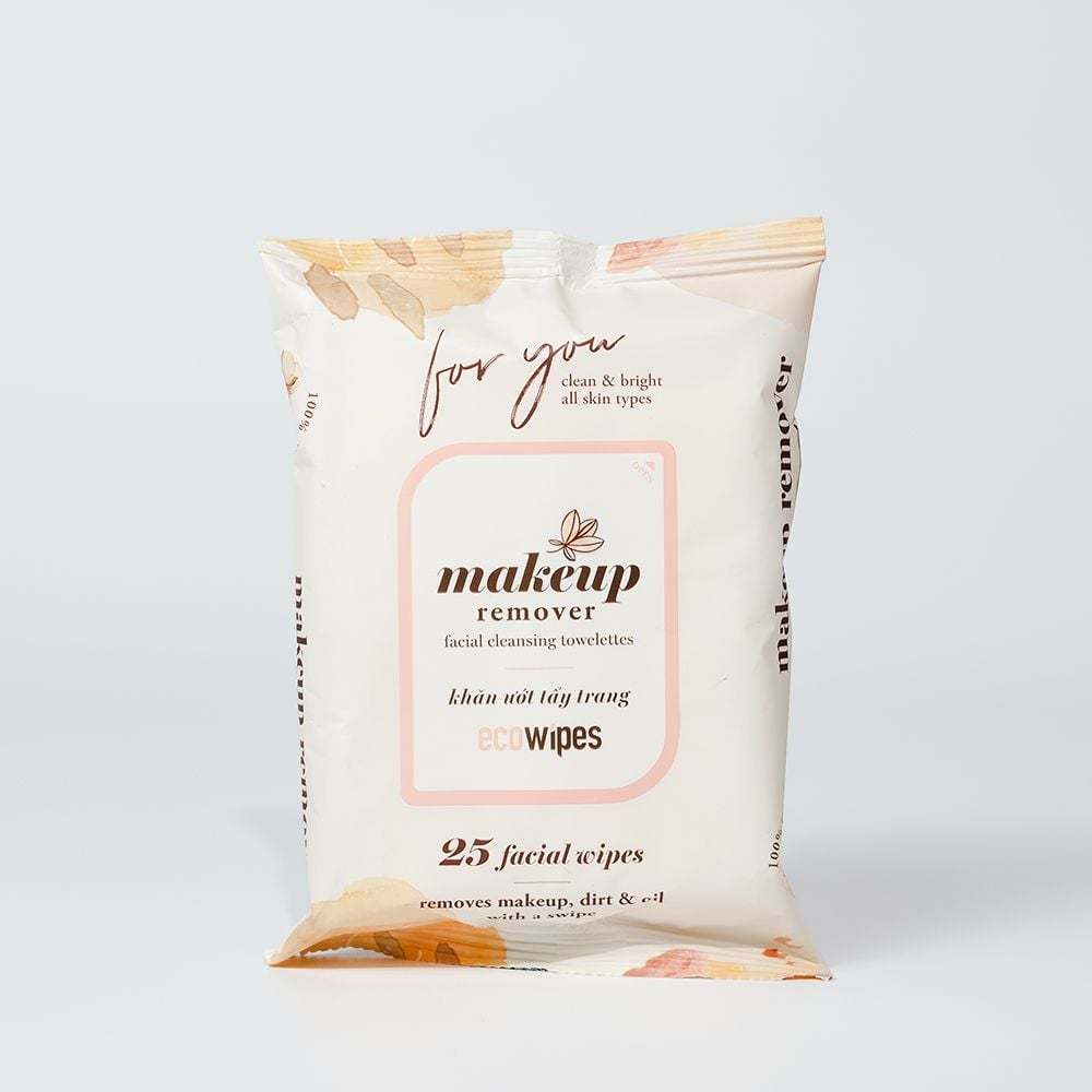 Khăn giấy ướt tẩy trang nhanh Makeup Remover Ecowipes gói 25 tờ Hương Dưa Leo Sạch Da Dưỡng Ẩm