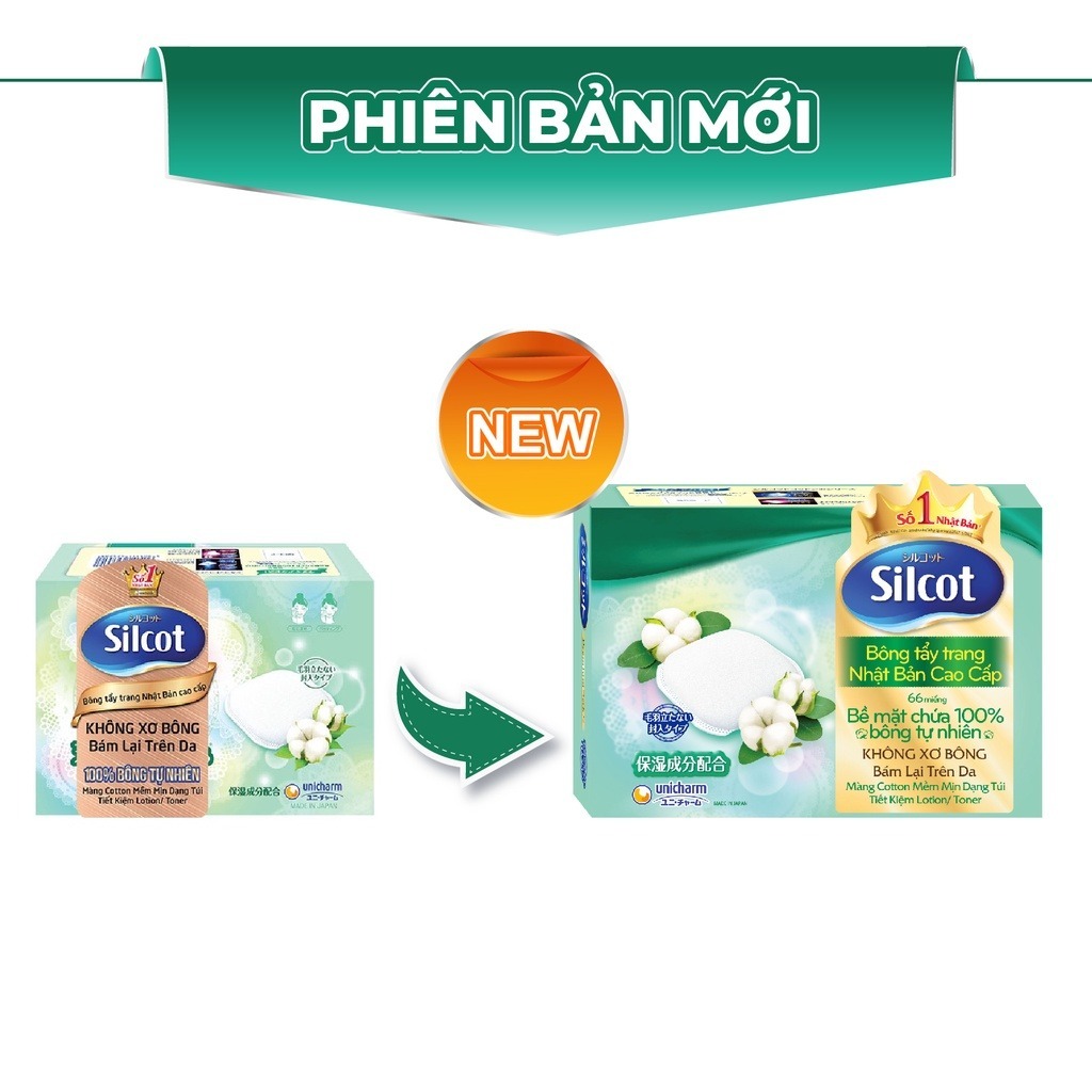 [HANNAH x SILCOT] Bộ 6 hộp Bông trang điểm (bông tẩy trang) cao cấp Silcot Premium 66 miếng/hộp