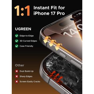 Bộ 2 tấm kính cường lực iPhone 17 Series Ugreen | Chống nhìn trộm | Kèm sẵn dụng cụ tự dán kính | Chính hãng Cao cấp