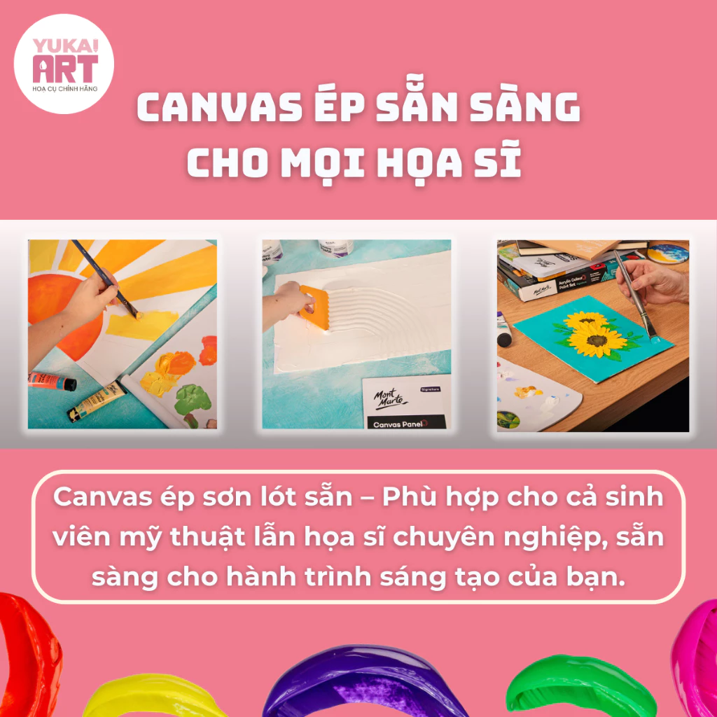 [Hỏa tốc HCM] Tấm Canvas Panel Ép Mont Marte - Vẽ Sơn Dầu, Acrylic