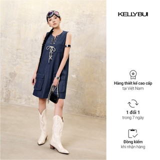 [KELLYBUI] Váy liền demin dáng suông A cao cấp, phong cách hiện đại, trẻ trung, cá tính