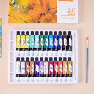 [Sale 50%, 24màu] [Kèm Khay Cọ] Màu Nước Acrylic Dạng Tuýp 12ml GLOBAL ART-  ARTMATE 12 /24 Màu Cao Cấp Đặc Nhanh Khô