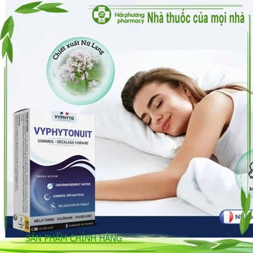 Viên ngủ ngon Vyphyto Vyphytonut Hỗ trợ tạo giấc ngủ tốt, tránh tình trạng mất ngủ do suy nhược hộp 40 viên