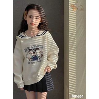 [B&G] Sét váy thu đông áo sweater cổ thủy thủ kết hợp chân váy xếp ly siêu dễ thương cho bé gái
