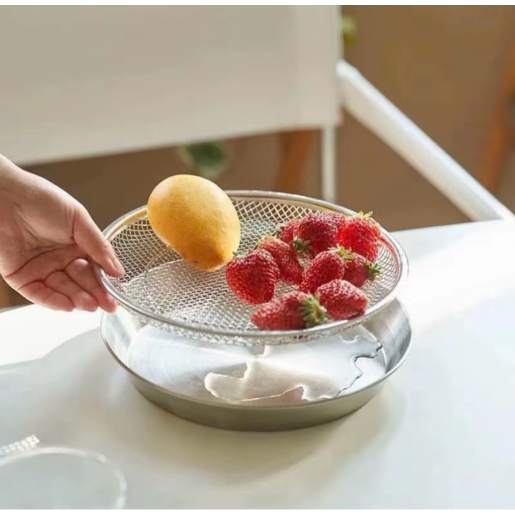 Set Khay Kèm Đĩa, Vỉ Lưới Lọc Dầu Chất Liệu INOX 304 Cao Cấp, Đựng Ráo Dầu Thức Ăn Chiên Rán Lọc Dầu