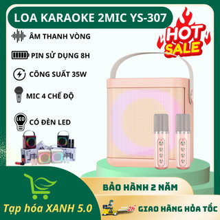 Loa Karaoke Kèm 2 Mic YS-307 SU-YOSD Có Đèn Led, Sử Dụng Đến 6 Giờ, Đổi Giọng, Bảo Hành 2 Năm