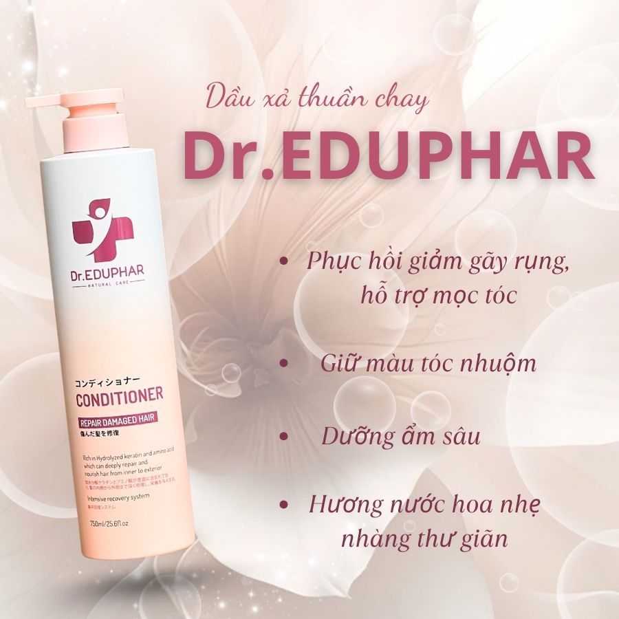 Cặp Gội Xả Dr.EDUPHAR Collagen 750ml | Hỗ Trợ Phục Hồi Tóc Khô Xơ, Dưỡng Mềm Mượt Chuẩn Salon