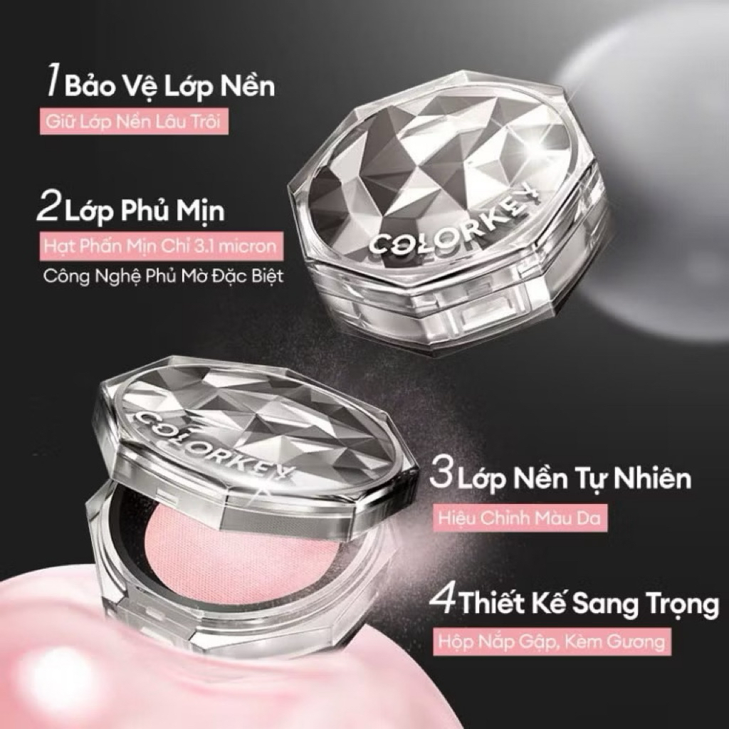 Phấn Phủ Bột  Trang Điểm Colorkey Kiềm Dầu, Mịn Da, Che Khuyết Điểm Tự Nhiên 8g