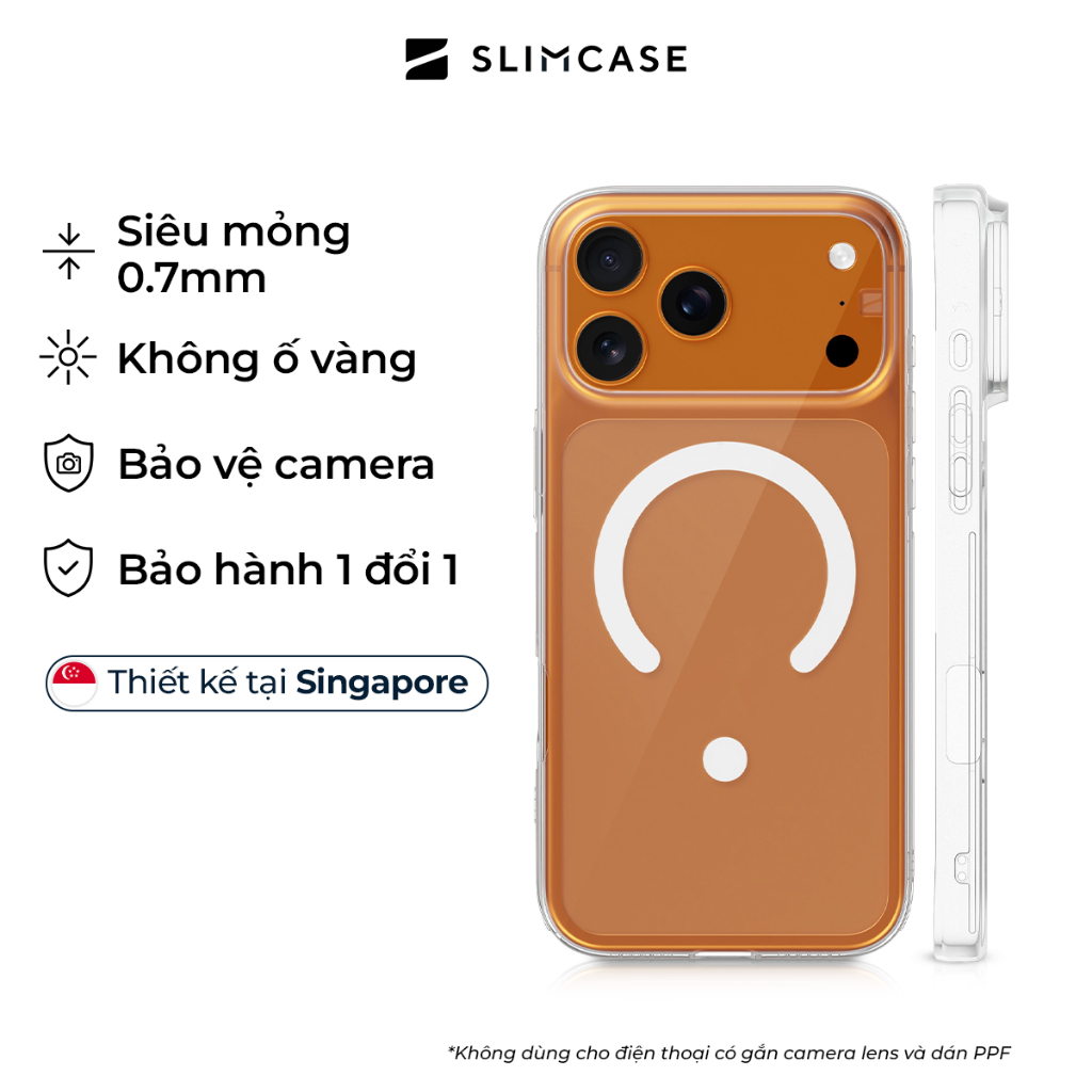 Ốp lưng UNIQUE iPhone 17 / 16 / 15 Series SLIMCASE - Không ố vàng, siêu mỏng, hỗ trợ sạc không dây