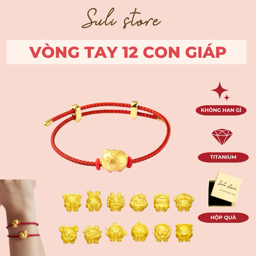 Vòng Tay Bản Mệnh 12 Con Giáp May Mắn Bình An | Charm Vàng Titanium Không Gỉ