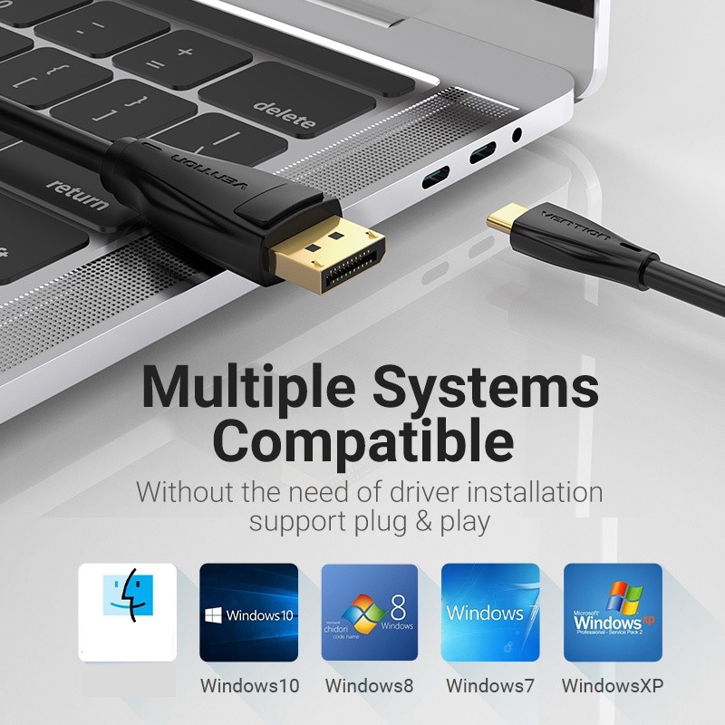Dây Cáp Chuyển Đổi USB-C Sang DisplayPort Vention 8K 60Hz Kết Nối Laptop Với Màn Hình/Máy Chiếu