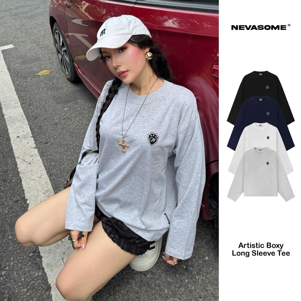 Áo Thun Artistic Long Sleeve Nevasome Cotton 250gsm Local Brand Dài Tay Form Boxy Rộng Nam Nữ