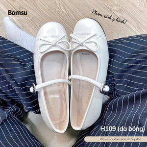 Giày búp bê nữ đính nơ bản H109 fullbox da mềm cao cấp - Giày mary jane nữ hot trend thoải mái phối đồ xinh