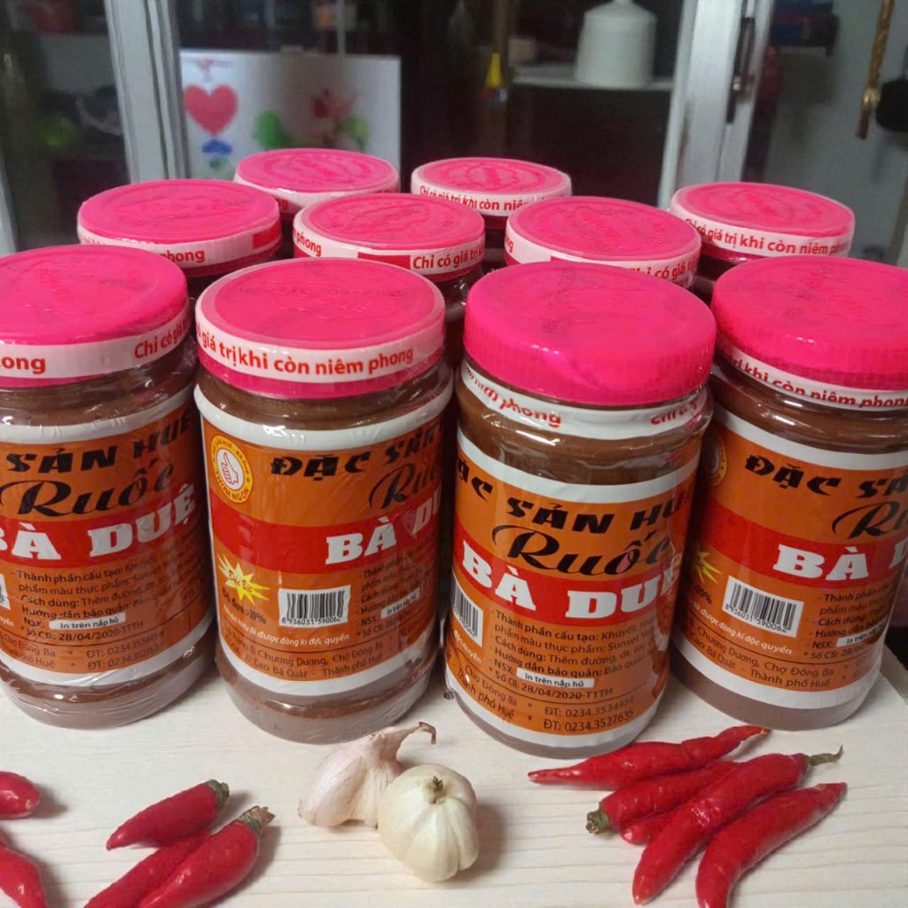 COMBO 10 Hũ Mắm Ruốc Huế Bà Duệ (NẮP HỒNG) Chuẩn Vị Bún Bò - Món Mắm Đặc Trưng Xứ Huế Hũ 380G