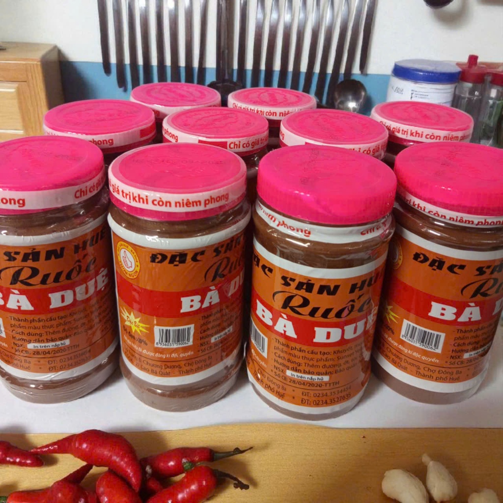 COMBO 10 Hũ Mắm Ruốc Huế Bà Duệ (NẮP HỒNG) Chuẩn Vị Bún Bò - Món Mắm Đặc Trưng Xứ Huế Hũ 380G