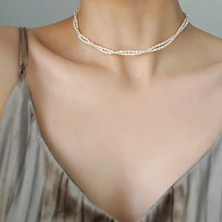 Vòng cổ ngọc trai nhí 2 vòng đai 38 cm. MS256 VH