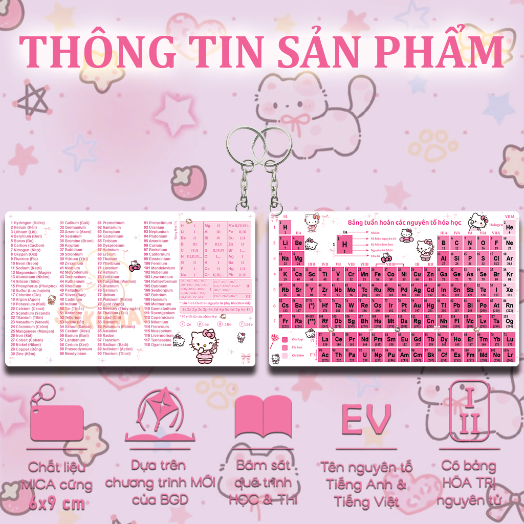 Móc Khoá Bảng Tuần Hoàn Hoá Học, Móc Khoá Học Học Custom In Theo Yêu Cầu Acrylic Theo Chương Trình Mới Của BGD - SakuMai